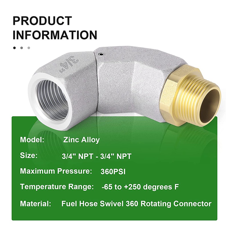 Đầu Nối Ống Nhiên Liệu Xoay 360 Độ 3 / 4 Inch