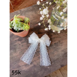 Kẹp tóc nơ 🎀 Kẹp nơ ren trắng công chúa xinh xắn cho nữ