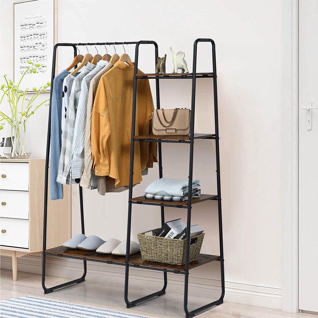 (Cao Cấp) Kệ Treo Quần Áo Chữ A 4 Tầng 2 Ngăn Kệ Để Đồ Rộng Rãi Khung Kim Loại Tiết Kiệm Diện Tích J0321