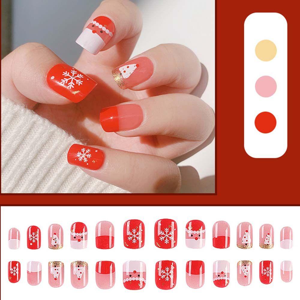 Bộ Móng Tay Giả Có Thể Tái Sử Dụng Hình Nơ / Kẻ Caro DIY