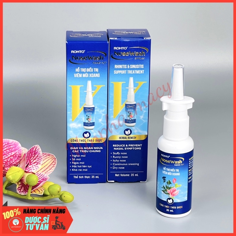 Xịt hỗ trợ viêm mũi xoang Rohto NoseWash Spray 35ml - Minpharmacy