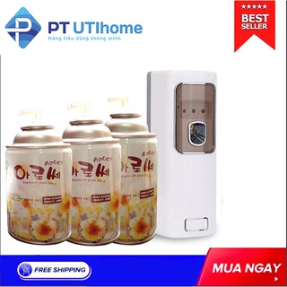Máy xịt phòng nước hoa tự động + 3 bình xịt thơm phòng mùi Coffee Hàn Quốc PT UTIHOME