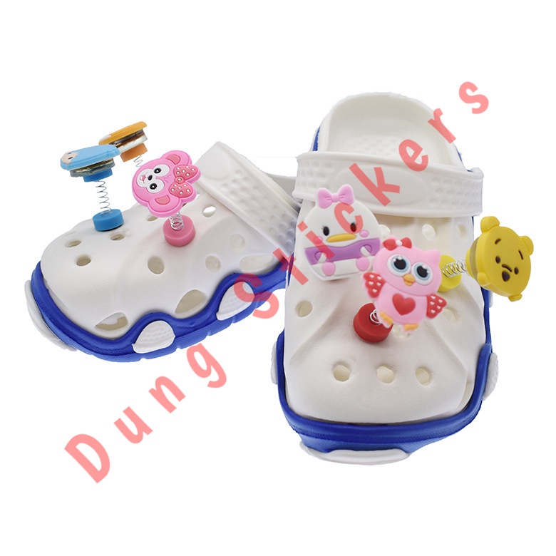 [LED lò xo] Sticker - Nút gắn dép - Jibbitz lò xo đèn LED tự nhấp nháy