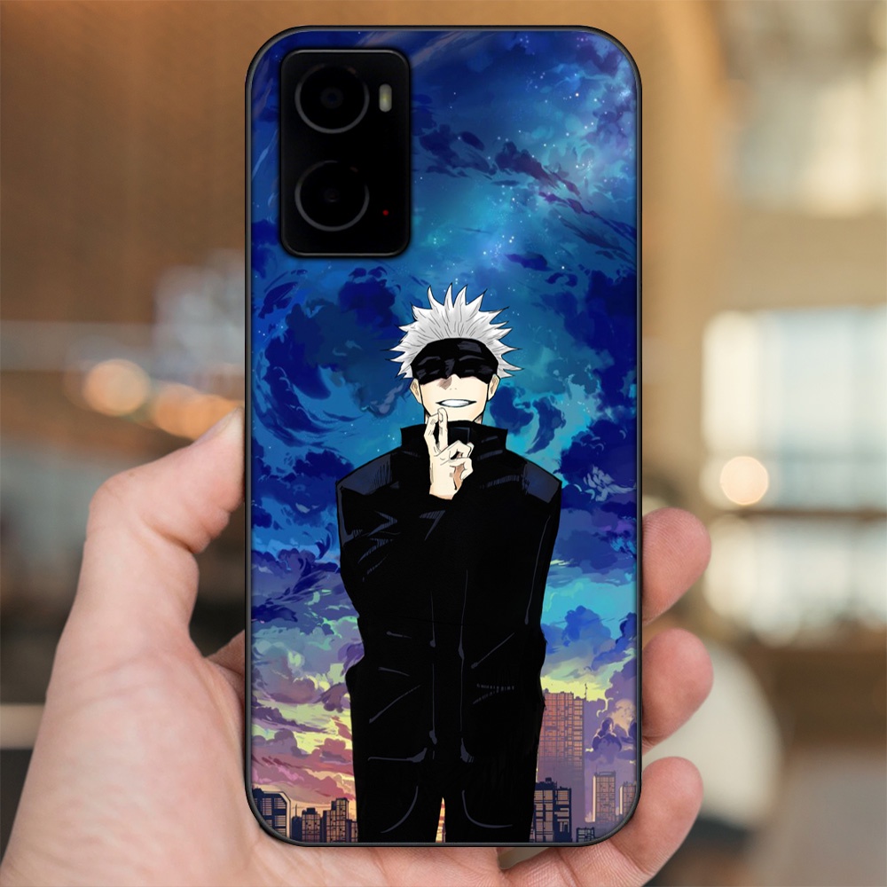 Ốp lưng Oppo A76 viền đen in hình Satoru Jujutsu Kaisen