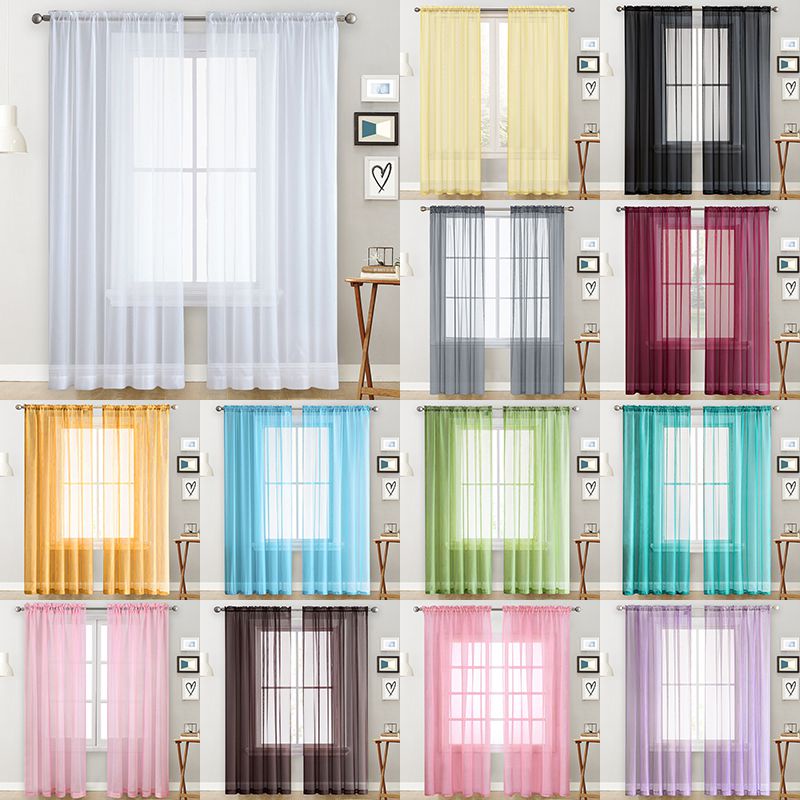 Decotex Bộ 2 Rèm Cửa Sổ Vải Voan Trong Suốt