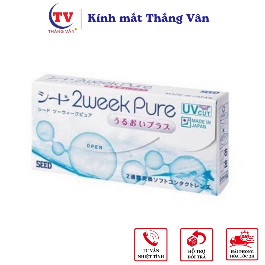 Kính áp tròng (1 Chiếc) SEED 2weekPure UP Nhật Bản cận không màu dùng 2 tuần độ ẩm cao êm mắt