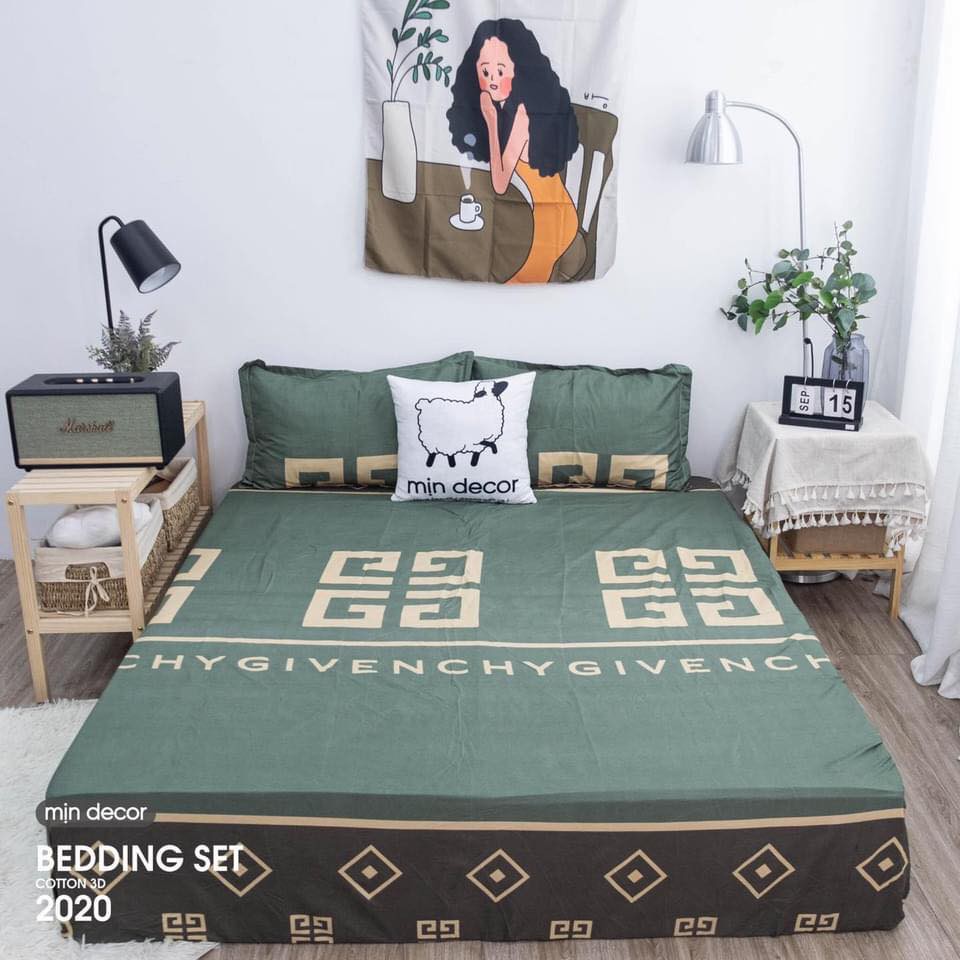 [SALE KHỦNG] Ga Chun Và 2 Vỏ Gối Nằm M2 Poly Cotton mẫu KẺ ĐEN (Ghi chú khi chọn mẫu)