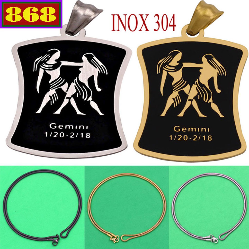 Dây chuyền cung Song Tử inox VIRCSTT - Dây inox 12 cung Hoàng đạo - Inox 304