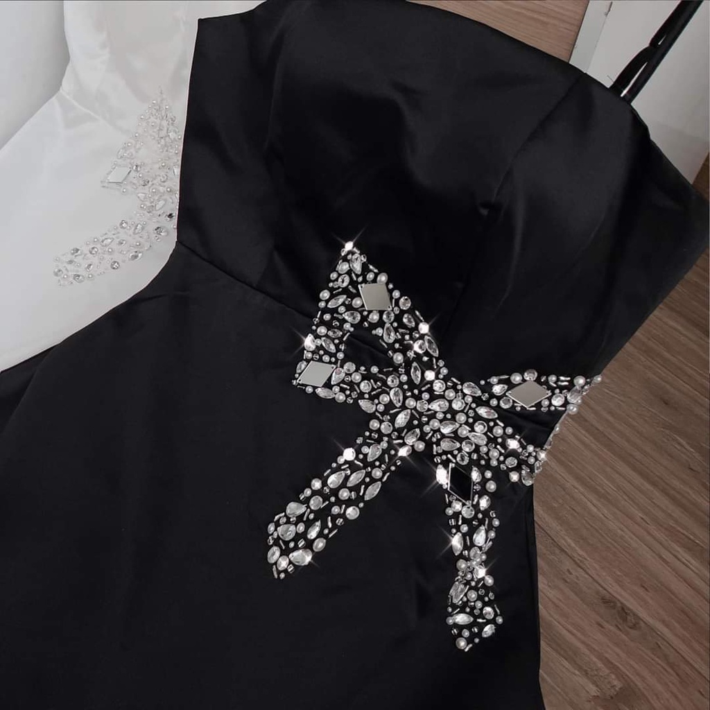 Đầm dự tiệc 2 dây dáng xòe nhẹ phối nơ đá sang chảnh Nali Dress