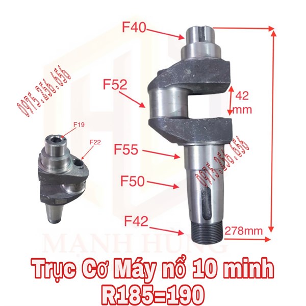 Trục Cơ Máy nổ 10 minh R185=190 phụ tùng máy nổ phụ tùng máy nông nghiệp phụ tùng Hùng Lỳ