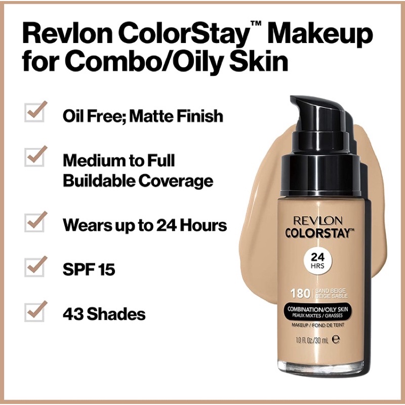 Kem nền lâu trôi Revlon ColorStay Liquid Foundation Makeup for Combination/Oily Skin SPF15 30ml USA