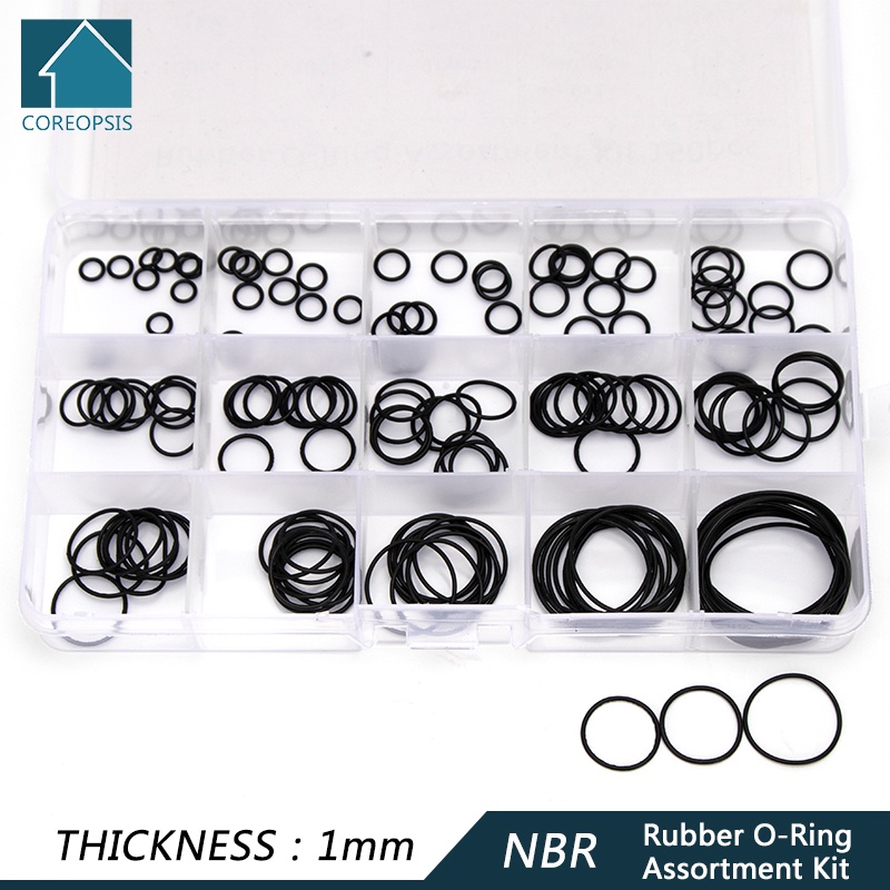 Set 150 Vòng Đệm Cao Su NBR Màu Đen 6mm-30mm 1mm 1.5mm 1.9mm 2.4mm 2.4mm Thay Thế Chuyên Dụng