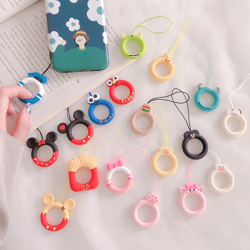 Phim hoạt hình dễ thương Điện thoại silicone mềm Dây buộc vòng ngắn có thể được sử dụng cho USB, vỏ điện thoại, móc khóa, v.v.