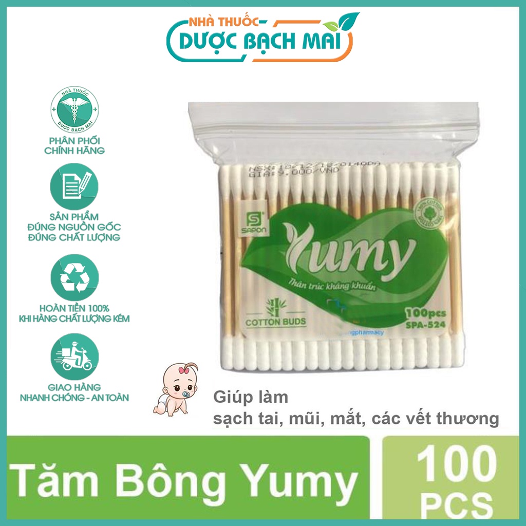 Tăm bông người lớn cán gỗ