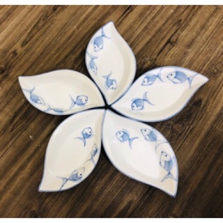 Bộ đĩa thuyền vẽ tay- cá đàn oder 5 ngày