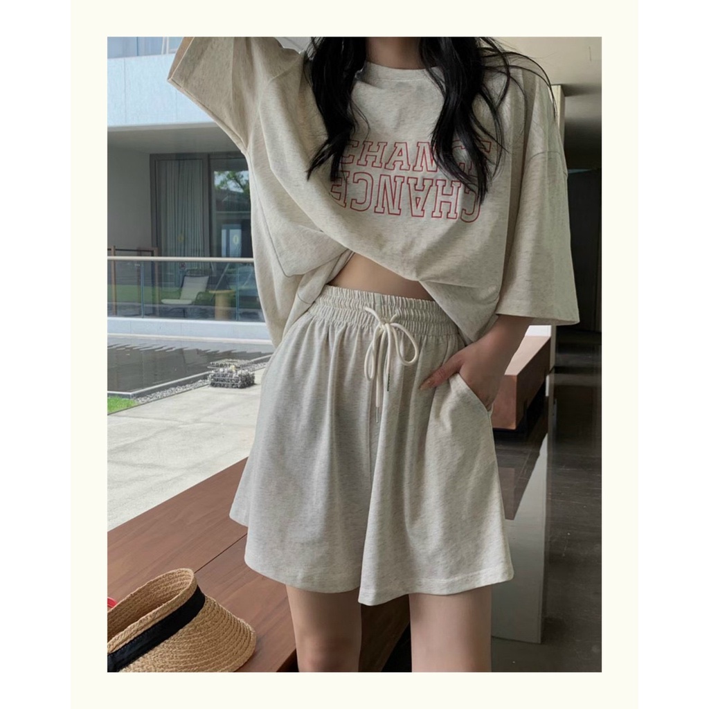 Bộ Đùi Nam Nữ Form Rộng Hàn Quốc Chance - Bộ Đùi Tay Lỡ  Dày Mịn Thoáng Mát Thiết Kế  Kiểu Dáng Năng Động