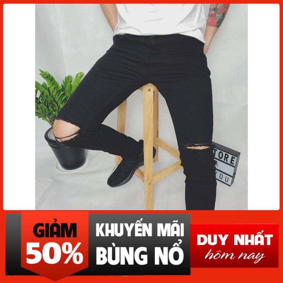 12.12 Quần jeans rách gối nam ống slim fit co giãn dày dặn bền đẹp dáng ôm vải (Shop bán tình yêu cuộn vào sản phẩm)