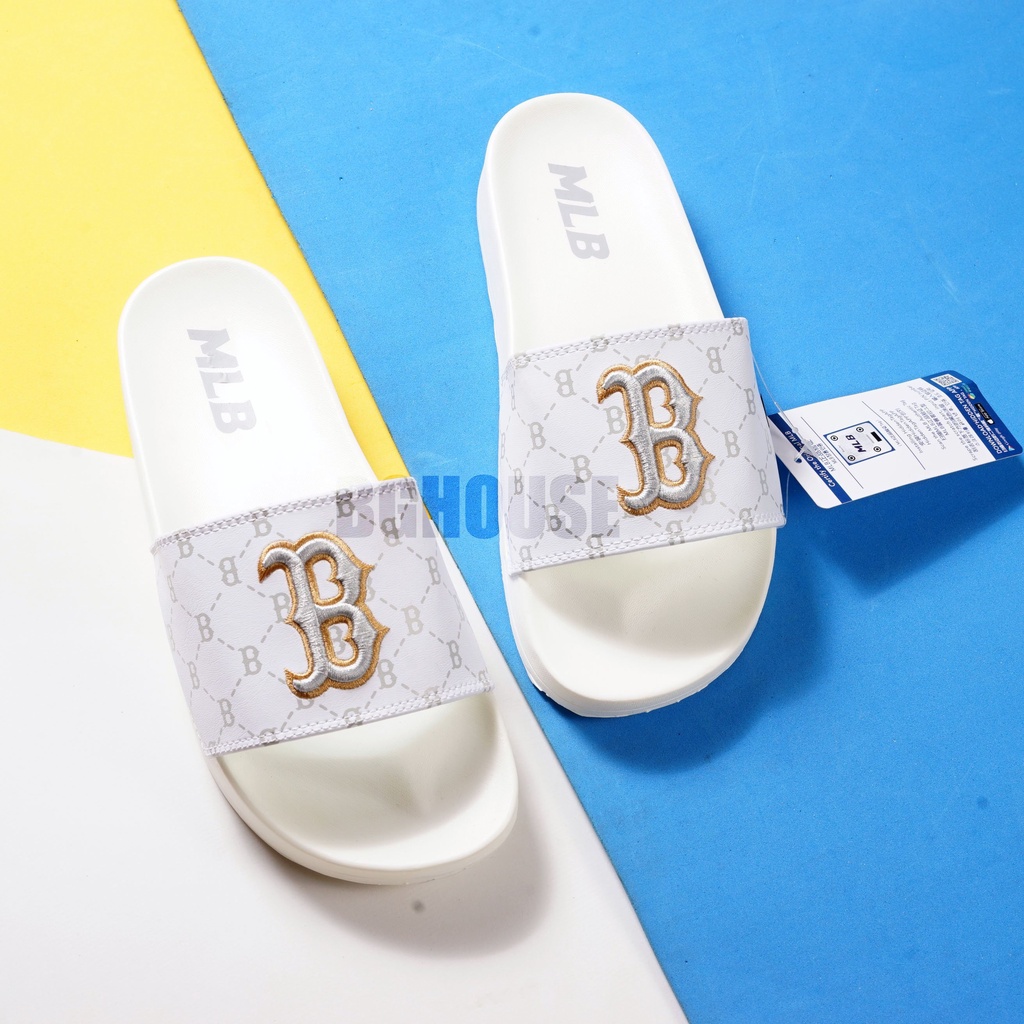 Dép quai ngang nữ MLB Boston Monogram, màu đa dạng , êm chân, không trơn trượt, thời trang, dễ phối đồ
