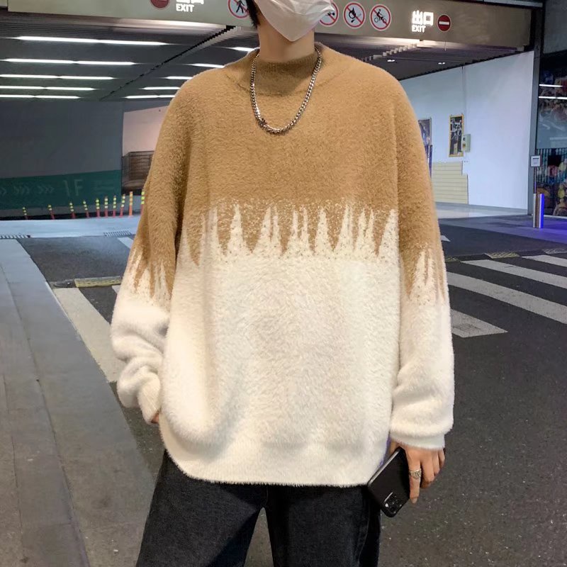 Áo Sweater cổ tròn dáng rộng thêu họa tiết thời trang hàn quốc dành cho nam giới