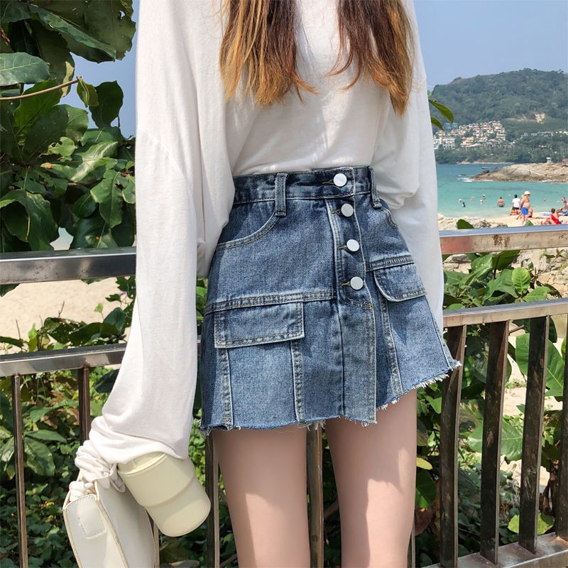 Quần Short Denim Giả Váy Chữ a Lưng Cao Thời Trang Mùa Hè Mới 2020 Dành Cho Nữ | BigBuy360 - bigbuy360.vn