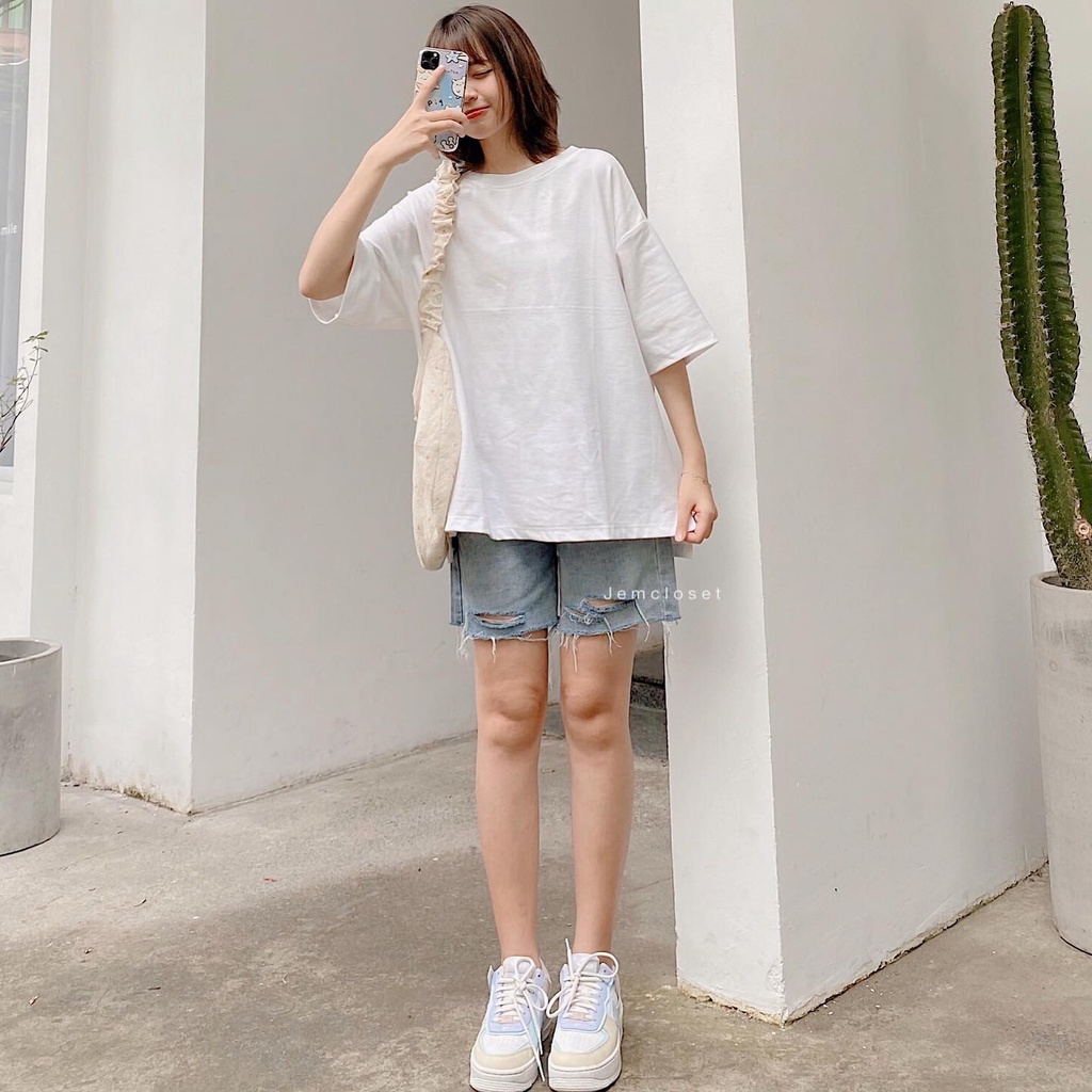 Áo Thun Nữ Trơn JEMCLOSET Phong Cách Áo Unisex Form Rộng Chất Liệu Cotton Thoáng Mát Nhiều Màu Dễ Dàng Phối Đồ 1503