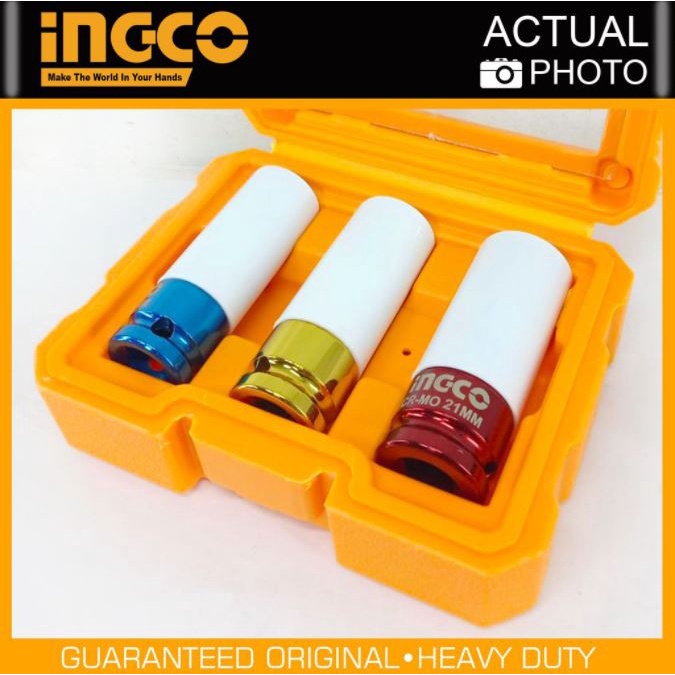 ĐỒ NGHỀ INGCO Bộ 3 đầu tuýp 1/2" màu thép Cr-Mo HNMLNS031