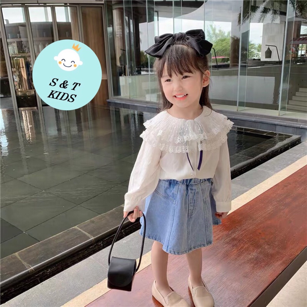 Set Áo Và Chân váy Jean Thời Trang Dịu Dàng Và Nữ Tính - N&D Kids