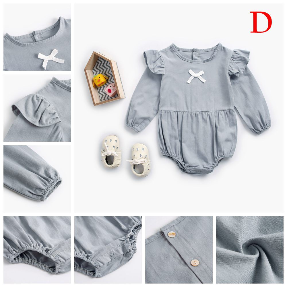 Bộ Đồ Liền Thân Sanlutoz Vải Cotton Thiết Kế Tay Dài 4 Màu Tùy Chọn Dành Cho Bé Gái Sơ Sinh