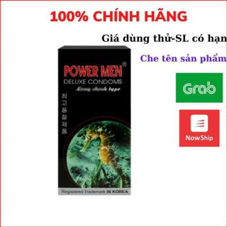 Bao cao su Power Men cá ngựa đen- Bcs Powermen chống xt sớm, Siêu mỏng -Hộp 12 bao