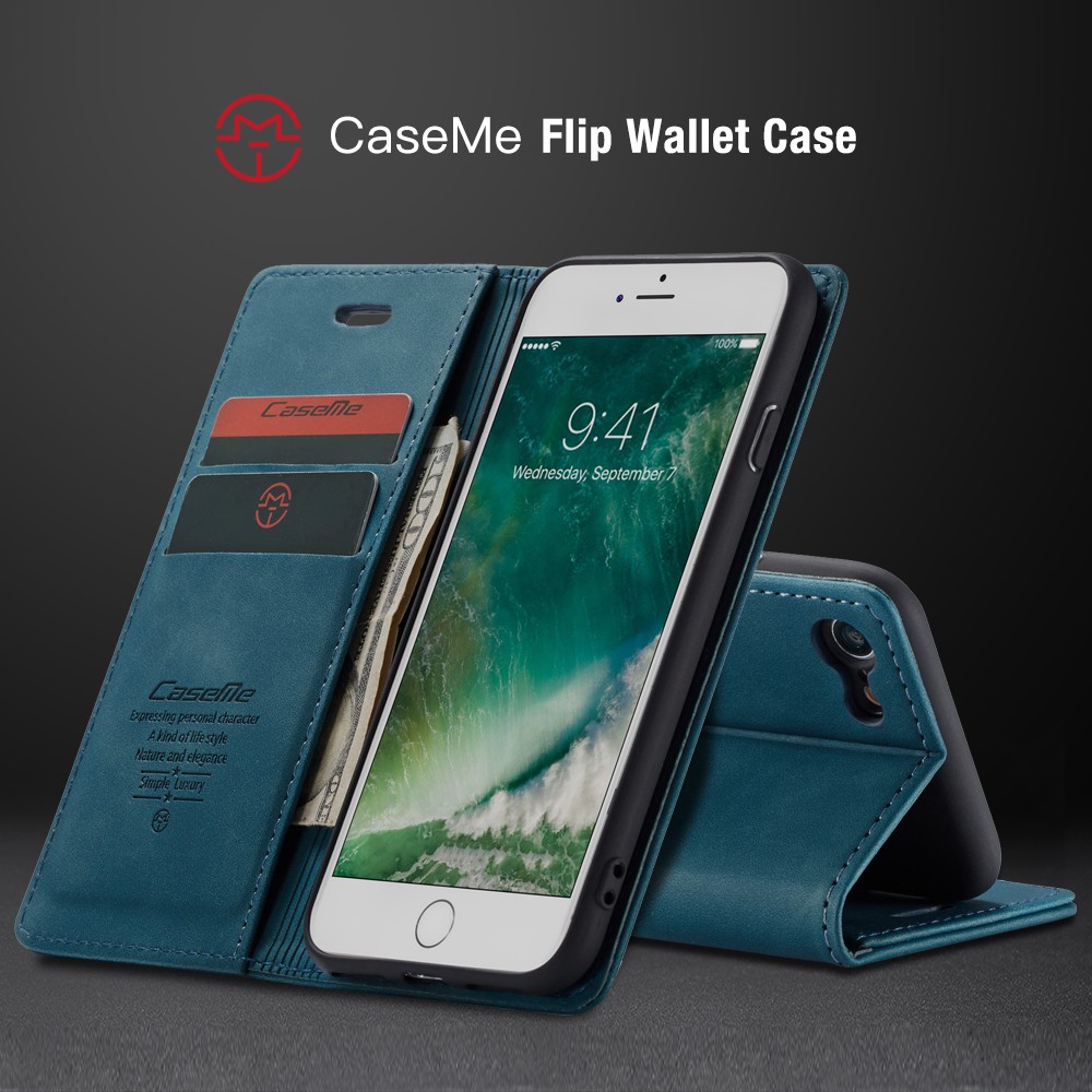 Bao da điện thoại PU dạng ví nắp gập từ tính chống sốc cho IPhone 5 5s 5se 6 6s 7 8 Plus