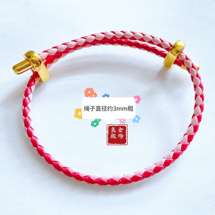 Vòng Tay Da Bện Dây Thép Lỗ Lớn 3mm Điều Chỉnh Được diy Phong Cách Cho Nam Và Nữ