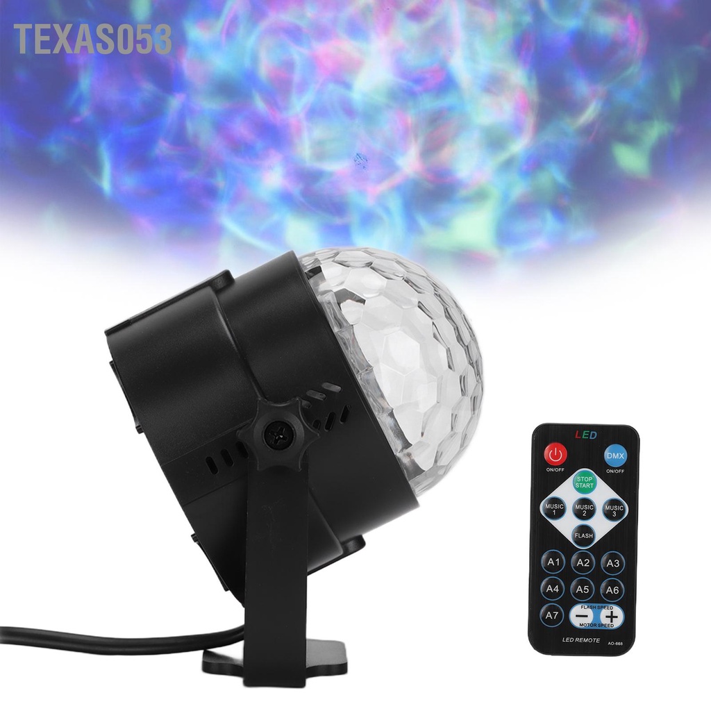 Texas053 Đèn vũ trường 7 màu Âm thanh LED kích hoạt Ánh sáng hình mờ với điều khiển từ xa cho các bữa tiệc tại nhà KTV Club 100-240V