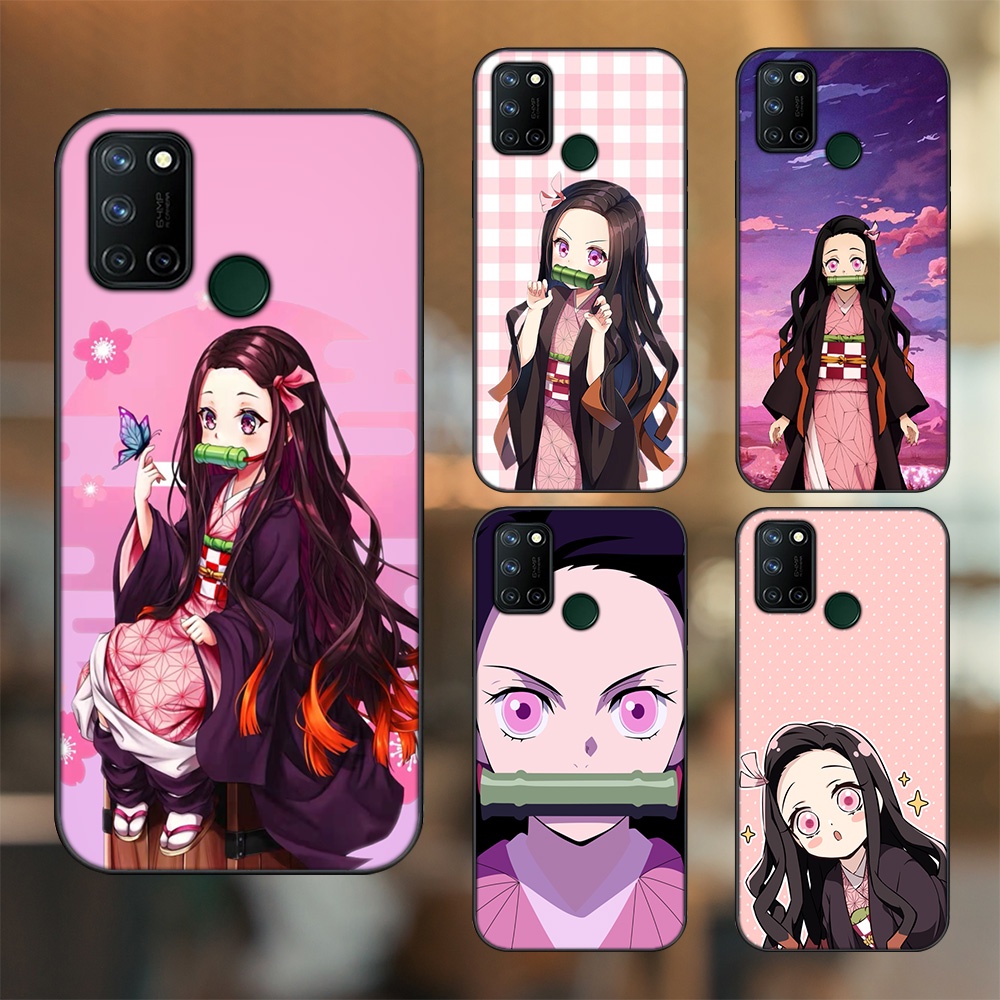 Ốp lưng Realme C17, 7i viền đen in hình Nezuko Kimetsu no Yaiba