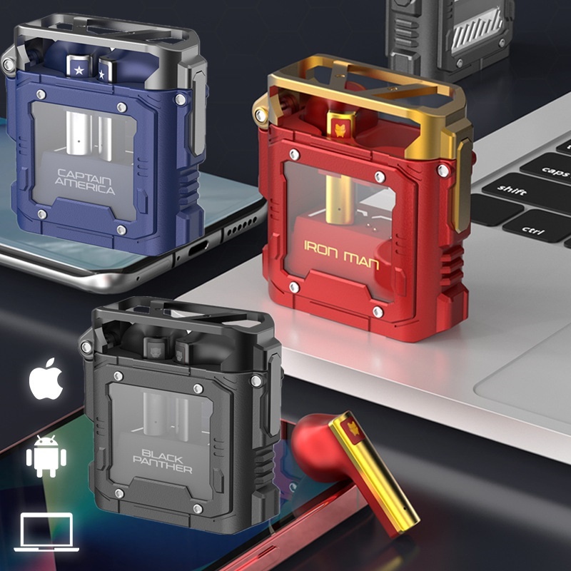 Tai Nghe Nhét Chụp Chup Tai Bluetooth Không Dây Chống ồn Blutooth Chơi Chơi Game Tai Nghe Pro Gameming Gaming Marvel Captain America Iron Man Mini Android TWS Có Mic