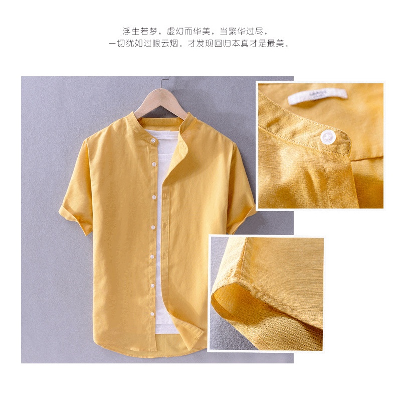 MẪU MỚI ÁO SƠ MI NAM TAY NGẮN CỔ TÀU VẢI ĐŨI DÀY DẶN MẶC MÁT HOT TREND MÃ SỐ 19
