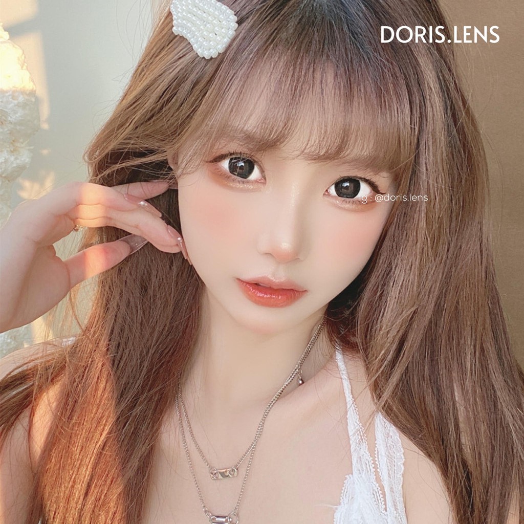 Kính Áp Tròng DORIS.LENS - BLACK ĐEN Giãn To 14.5mm Lens Mắt Đen Tự Nhiên 0 Đến 10 Độ Lệch Độ
