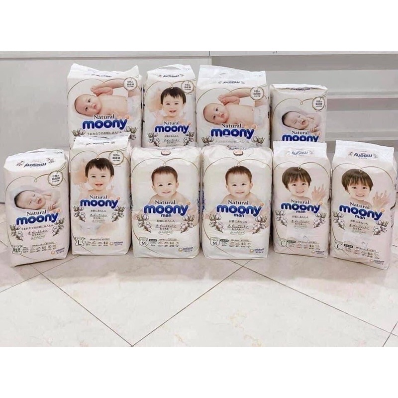 Bỉm Moony xanh tiêu chuẩn/cộng miếng/natural dán/quầnNB82/S76/M58/L54/L44/XL38/XXL26