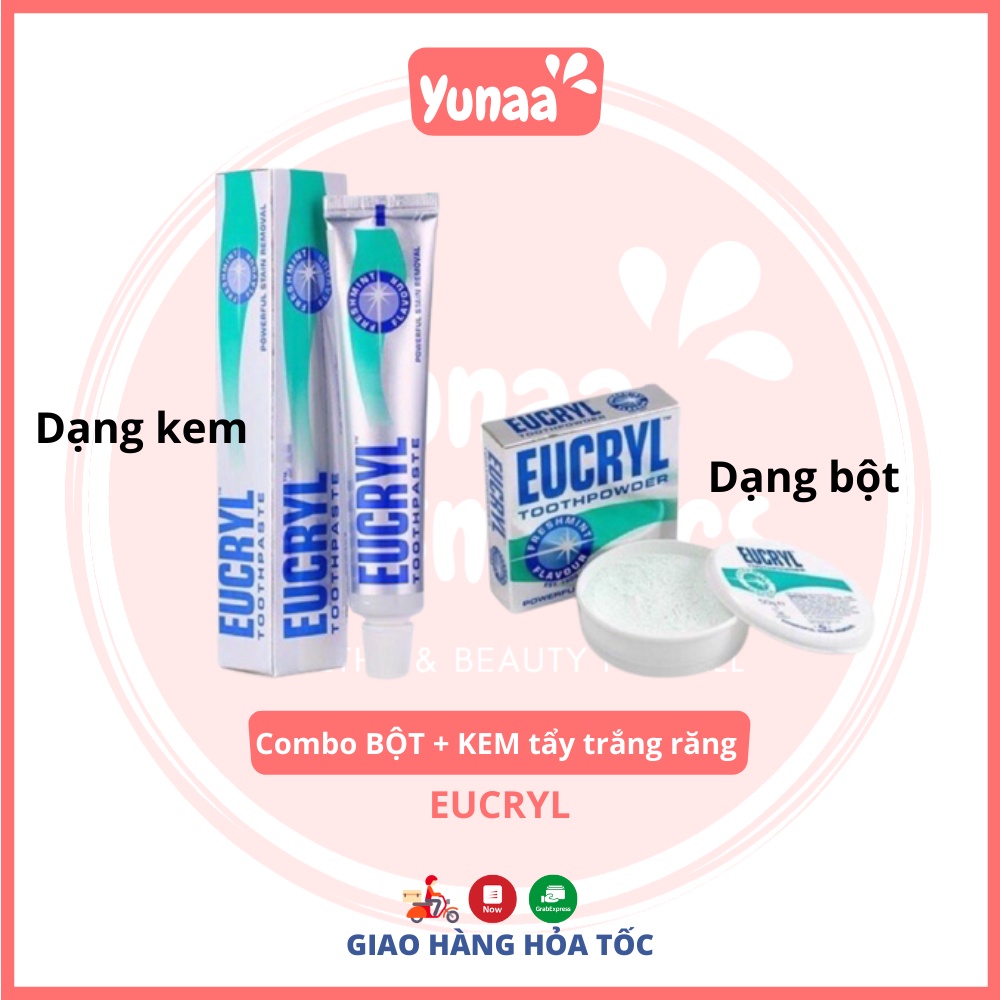 Combo KEM BỘT đánh tẩy trắng răng Eucryl Anh