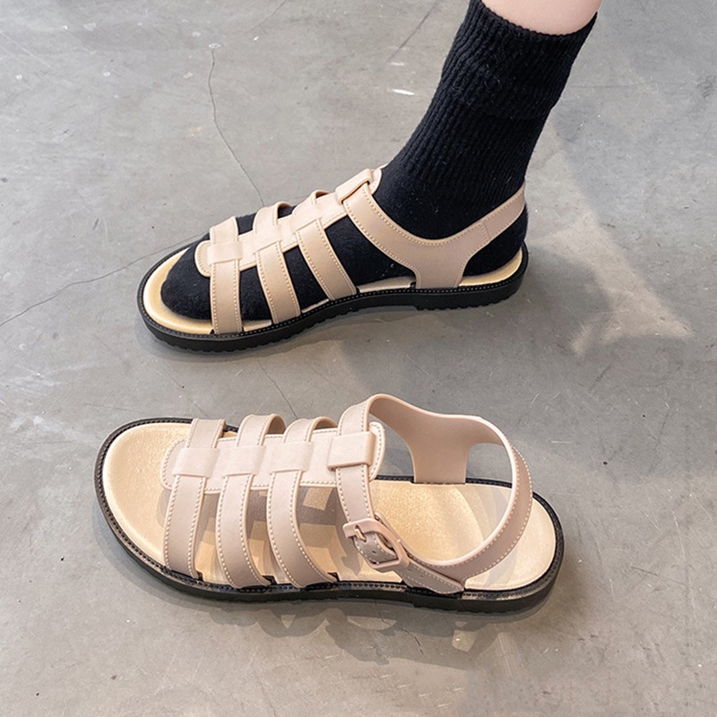 IELGY Giày sandal  đế mềm phong cách La Mã đơn giản cho nữ