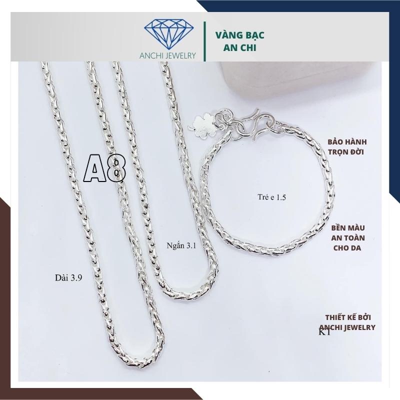 Bộ dây chuyền, lắc tay cho bé trai, chuẩn bạc thật không xỉn màu - an toàn cho bé. Anchi jewlery
