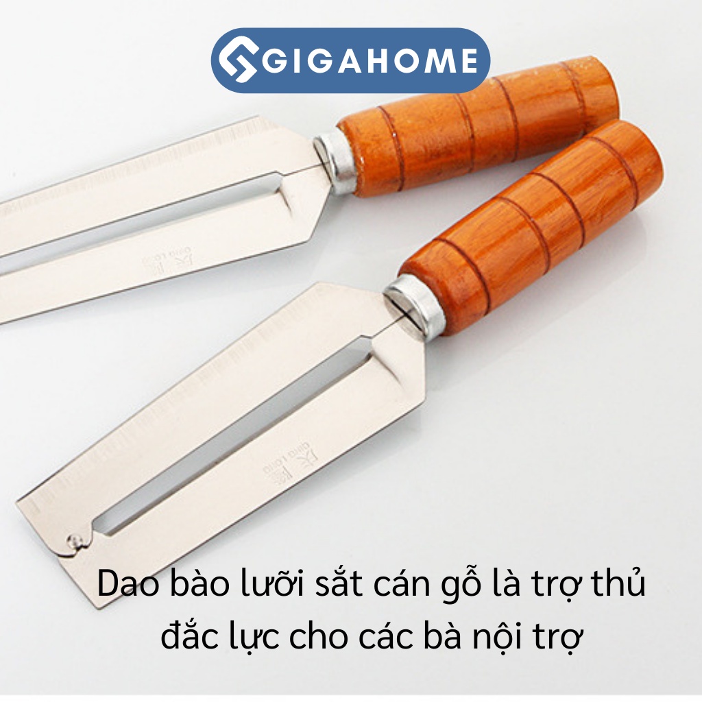 Dao 2 Lưỡi Gọt Vỏ Mía, Dứa GIGAHOME Có Cán Gỗ Tiện Lợi 9622