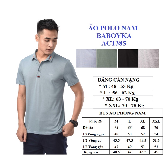 ÁO CỔ TRỤ NAM, ÁO POLO NAM BABOYKA, POLO LACOST [ACT385] [SALE SỐC] | BigBuy360 - bigbuy360.vn