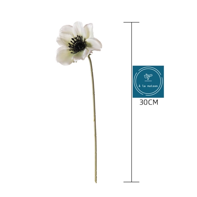 Cành hoa anh túc đơn cao 30cm từ lụa dùng trong trang trí thiết kế
