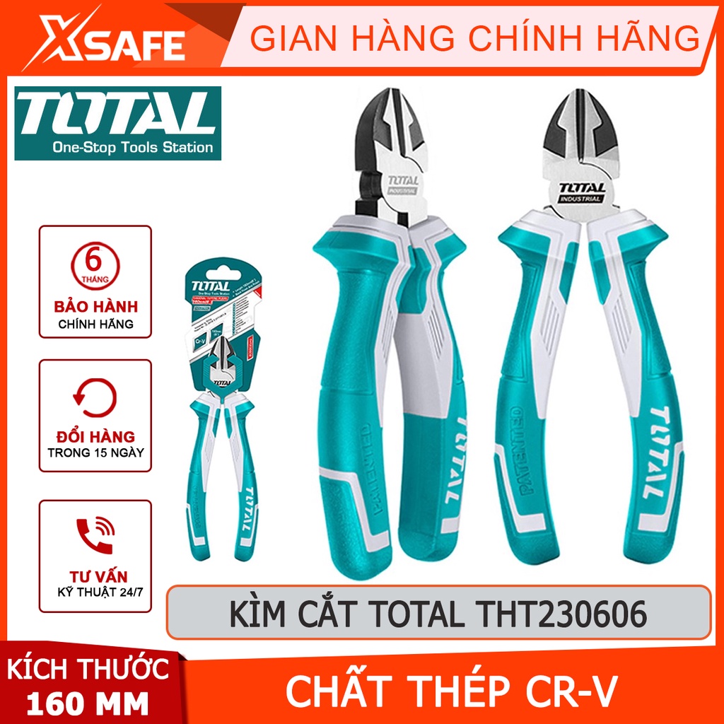 Kìm cắt dây điện TOTAL THT230606 Kìm tuốt dây điện Kích cỡ 6&quot;/160mm thép CR-V, tay cầm cách điện, bọc cao su chống trơn