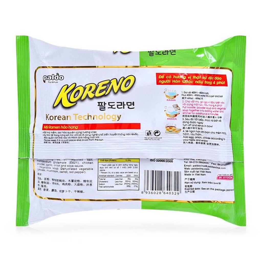 Mì Vị Gà Paldo Koreno Gói 100g