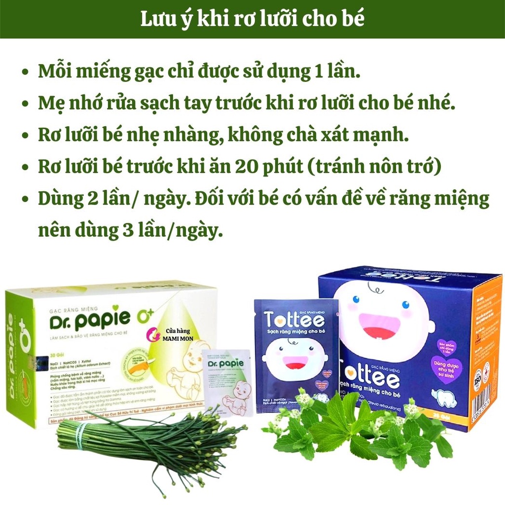 Gạc rơ lưỡi cho bé dr papie - tưa lưỡi cho trẻ tottee Shop Mami Mon