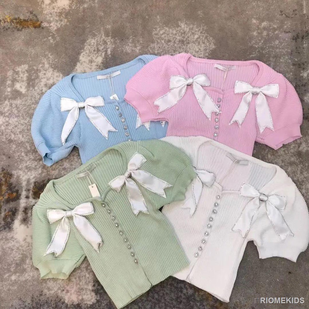 【Quà tặng miễn phí】Áo Cardigan Ngắn Tay Phối Nơ Xinh Xắn Dành Cho Nữ | BigBuy360 - bigbuy360.vn