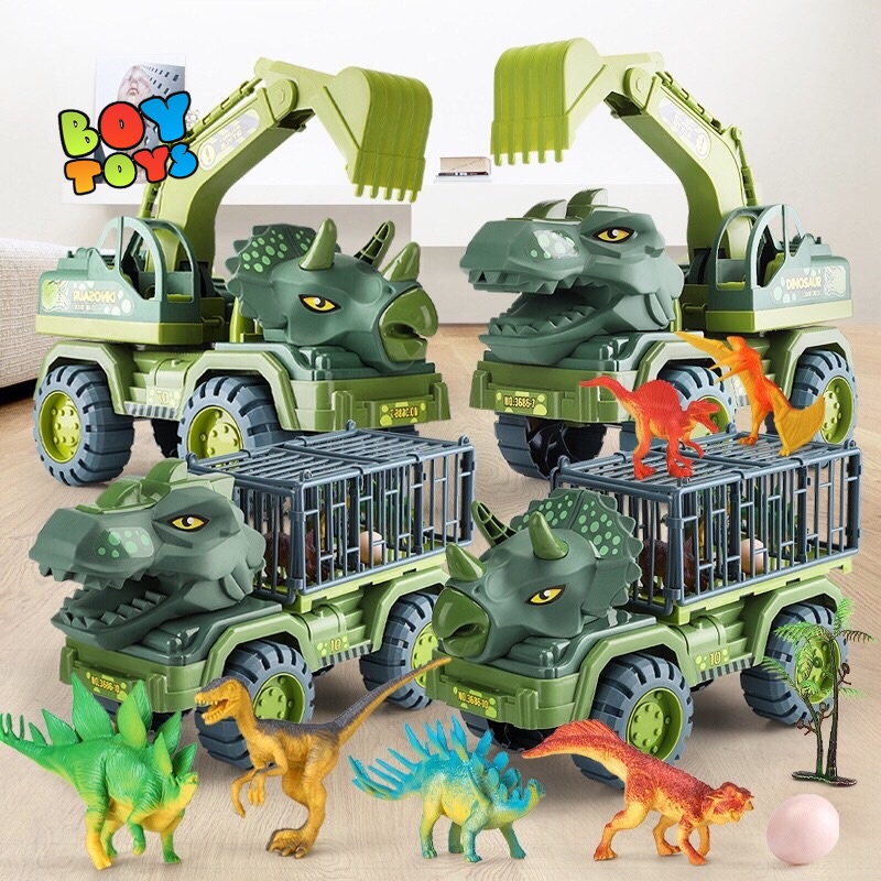 [SIZE LỚN]Đồ chơi mô hình xe khủng long chở thú chuyên dụng cỡ đại, có sẵn khủng long đi kèm cho bé