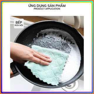 Khăn bông lau tay lau nhà bếp lau bát đĩa xoong chảo đa năng mẫu mới 2 mặt siêu thấm hút NA86