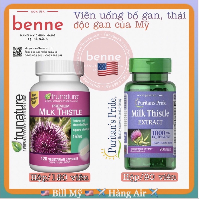 Viên uống bổ gan Milk Thistle Puritan’s Pride / Trunature của Mỹ